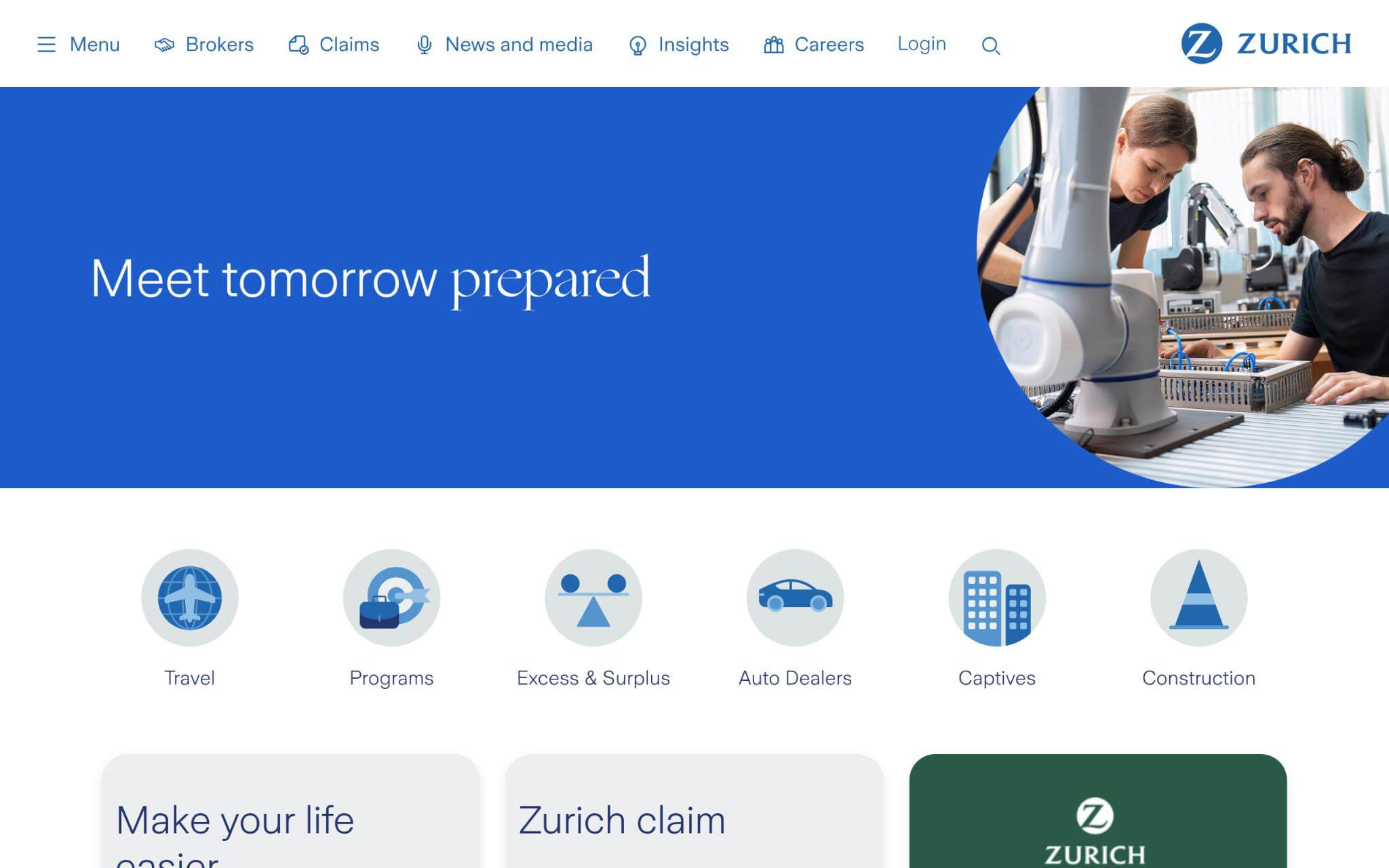 Zurich Websites Homepage Screenshot