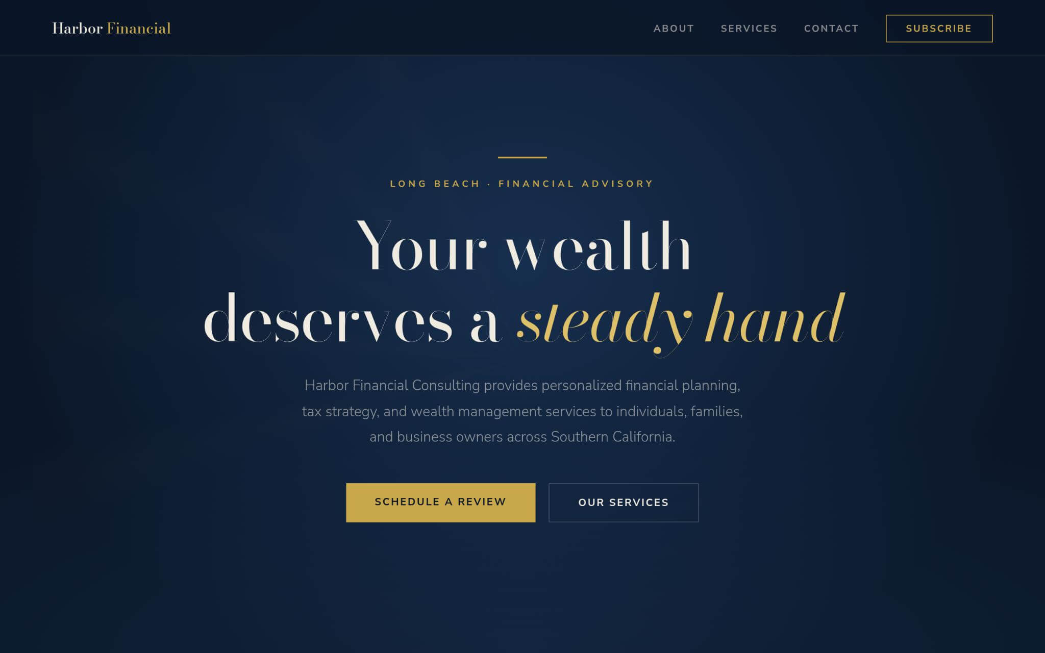 Harbor Financial Consulting Websites Homepage