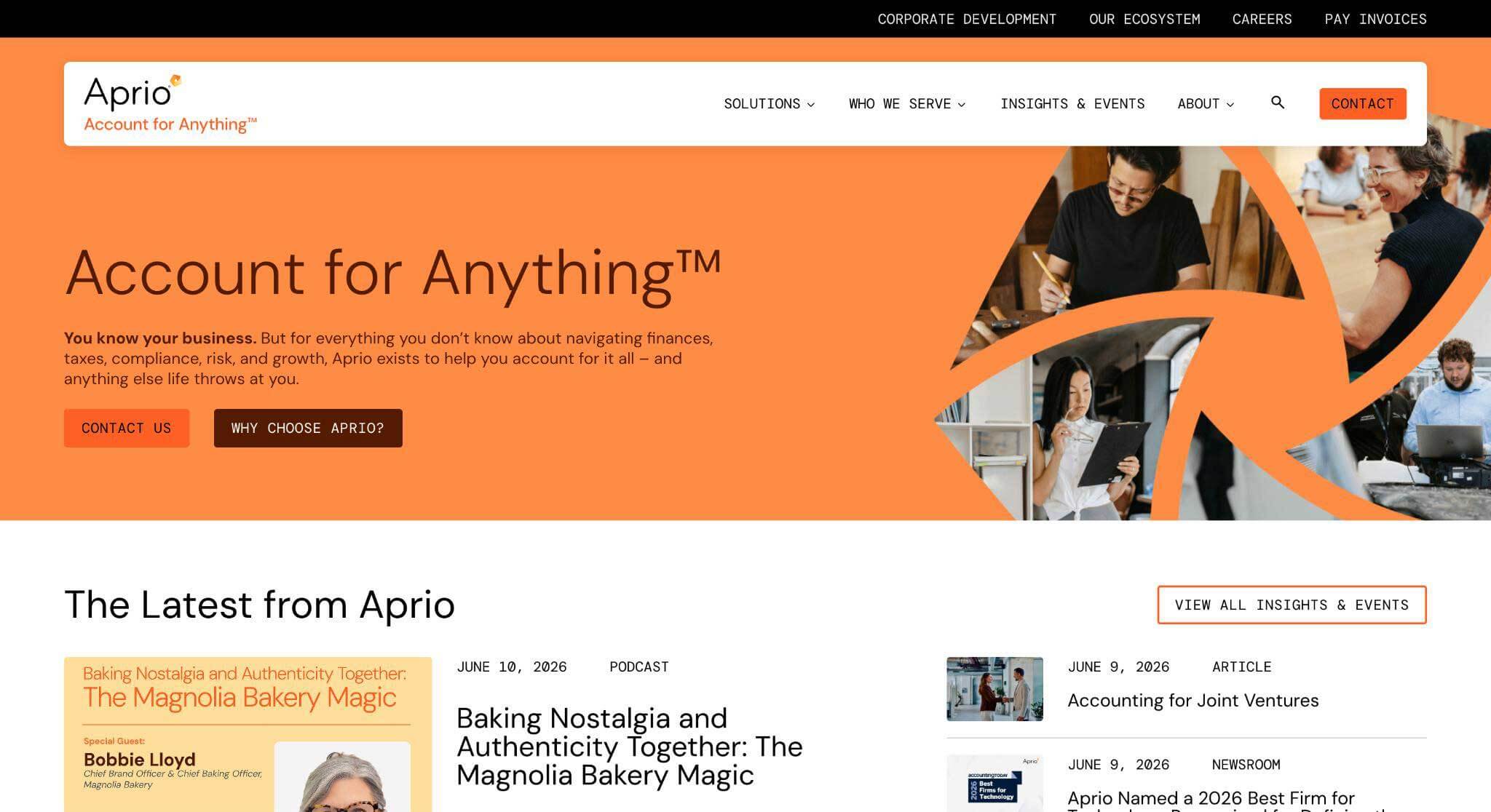 Aprio Websites Homepage Screenshot