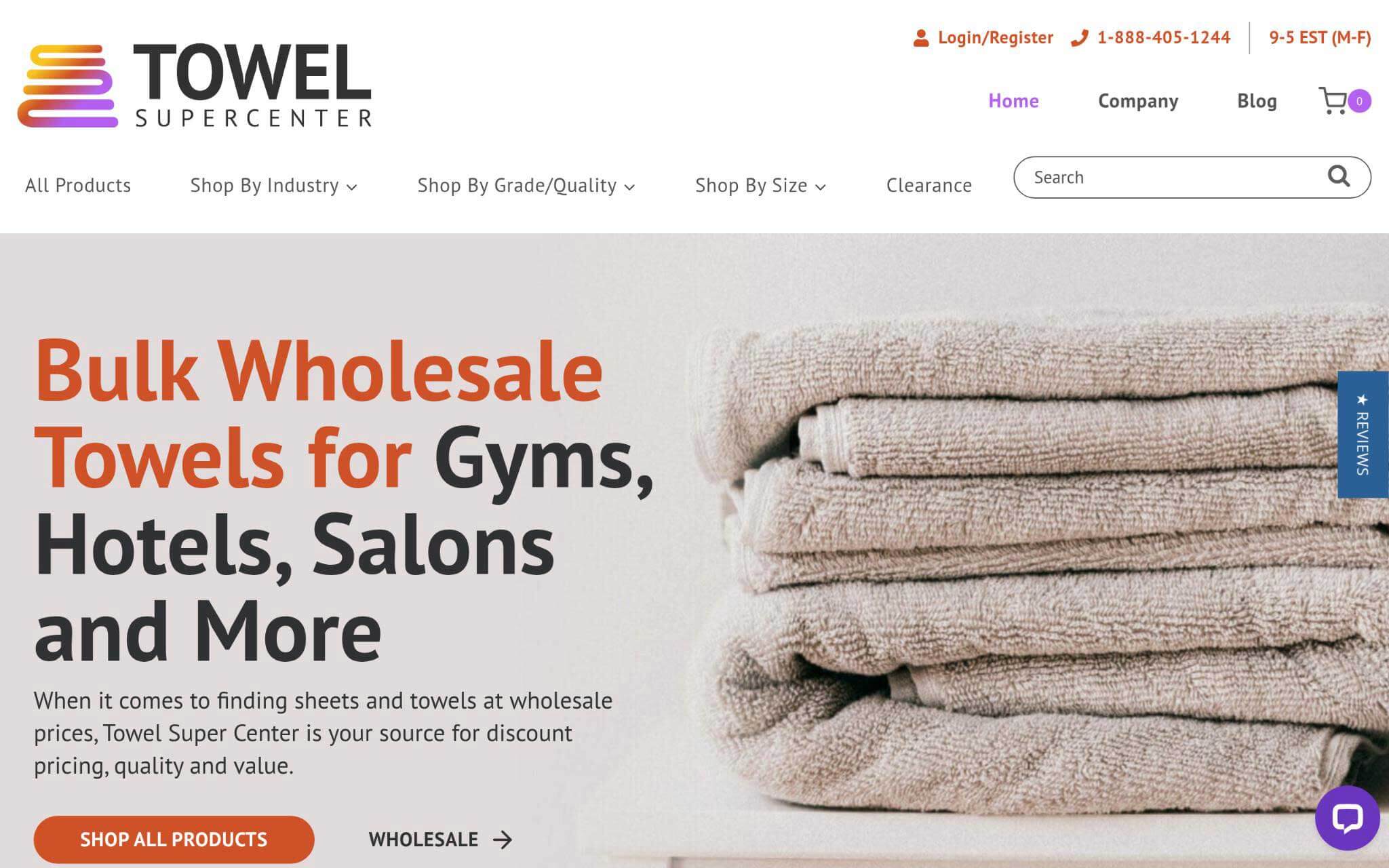 Towel Super Center Websites Homepage Screenshot