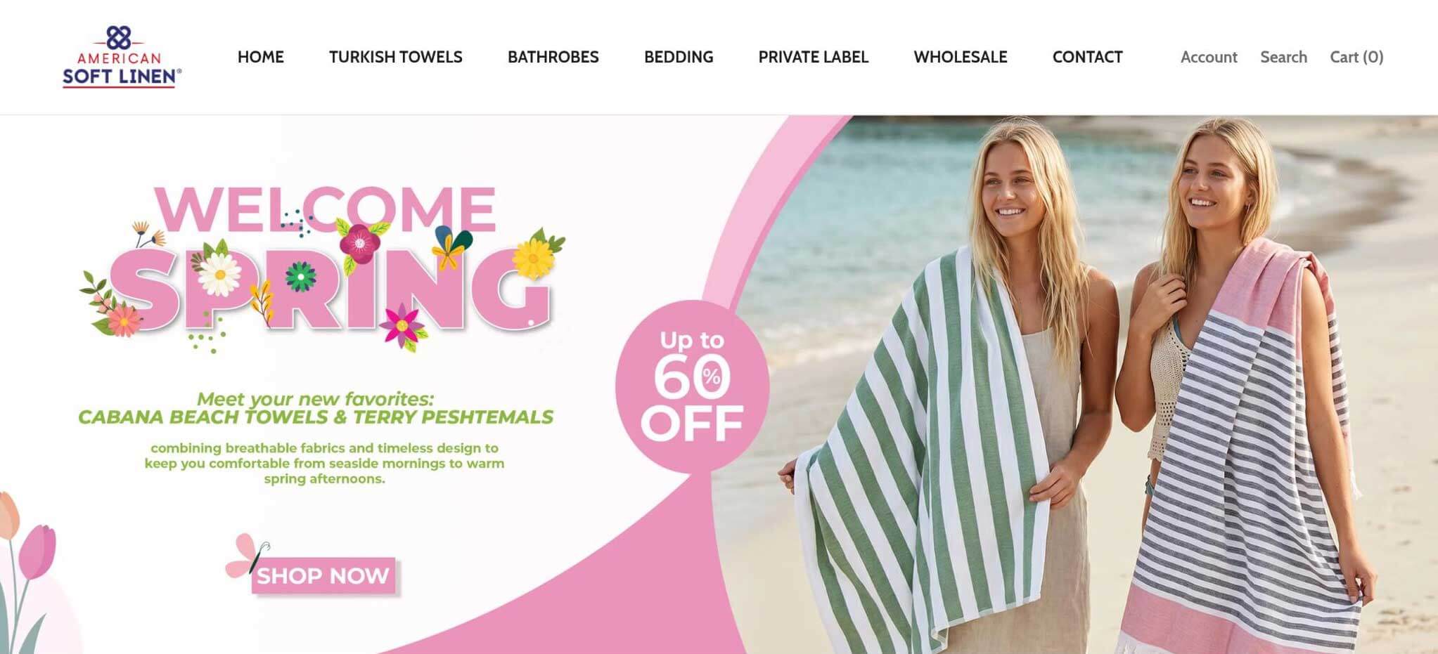 American Soft Linen Websites Homepage Screenshot