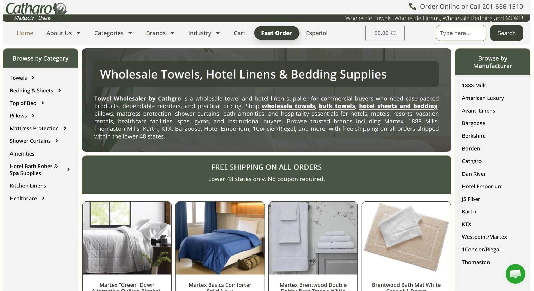 Towel Wholesaler (Cathgro) Websites Homepage Screenshot