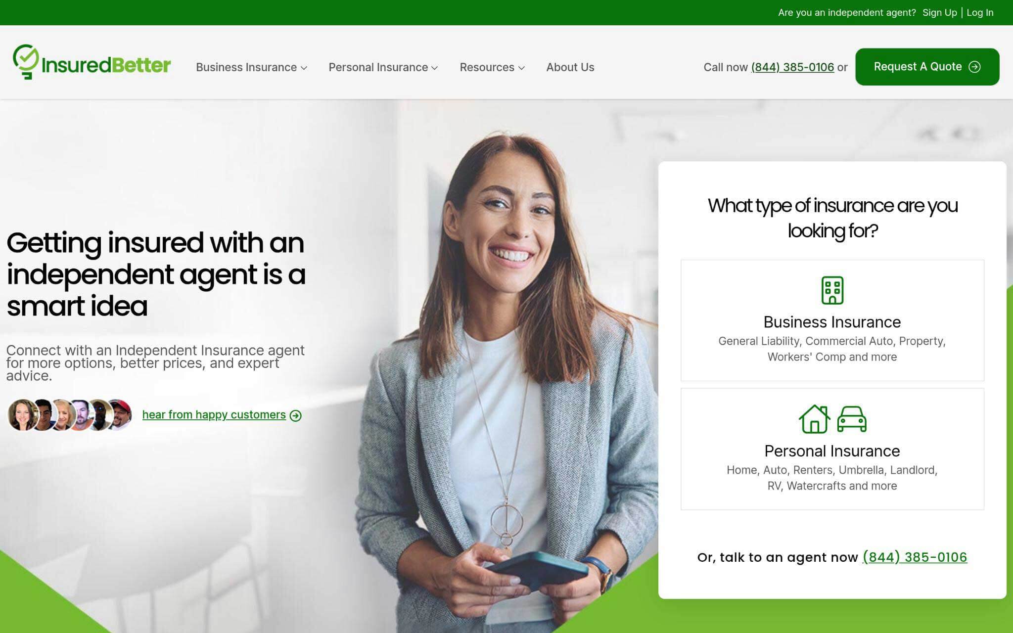 InsuredBetter Websites Homepage Screenshot