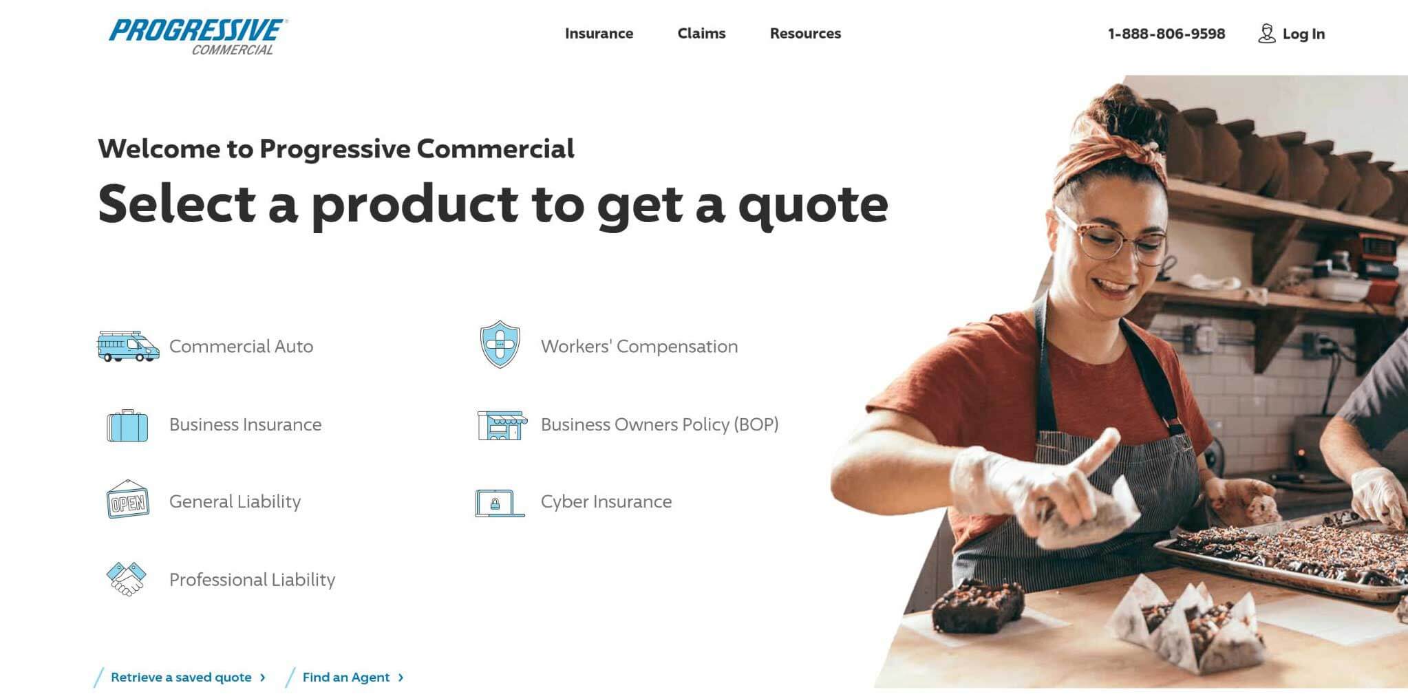 Progressive Commercial Insurance Websites Homepage Screenshot
