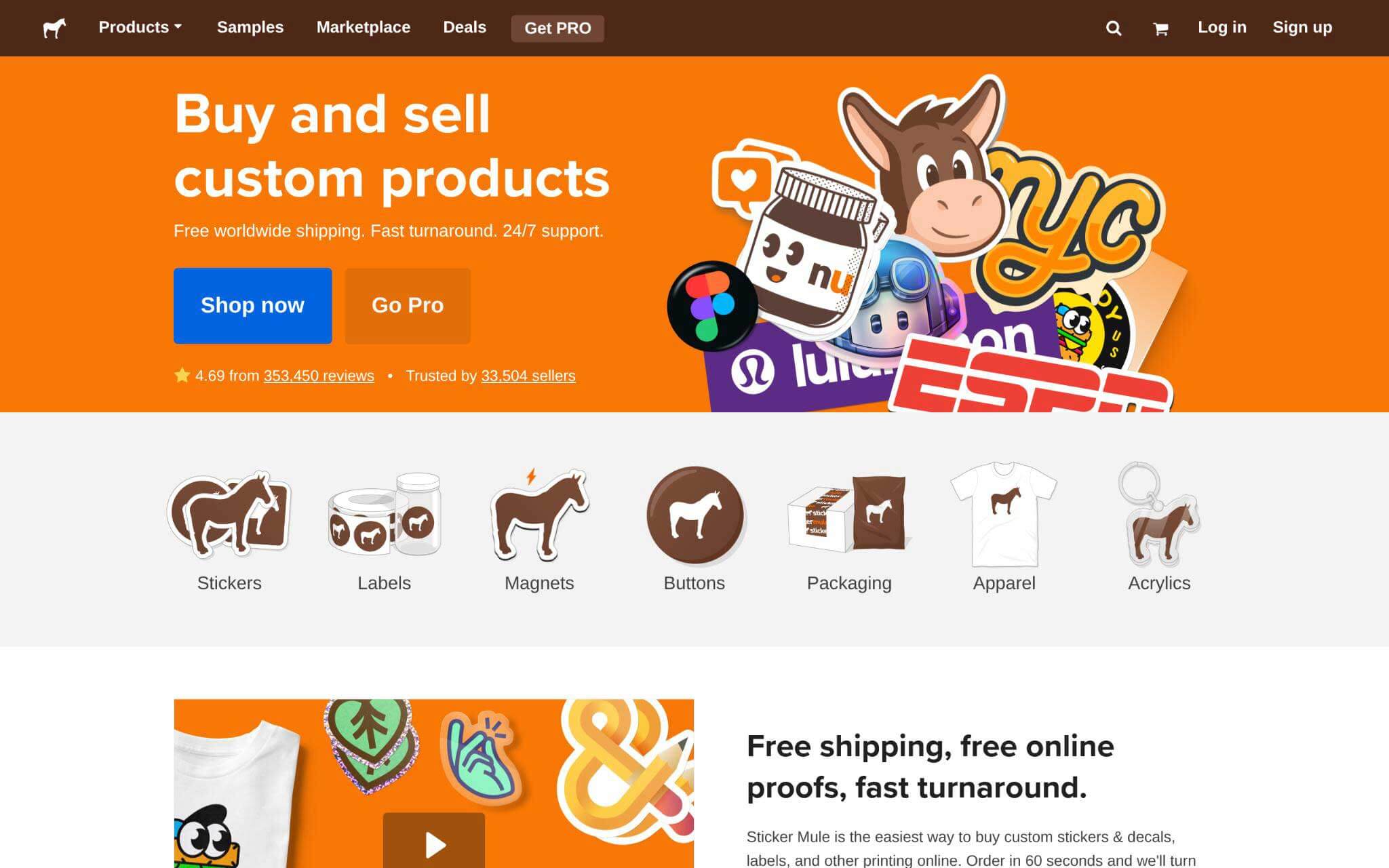 Sticker Mule Websites Homepage Screenshot