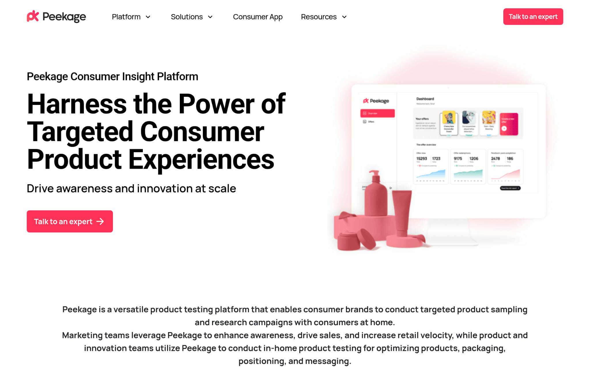 Peekage Websites Homepage Screenshot