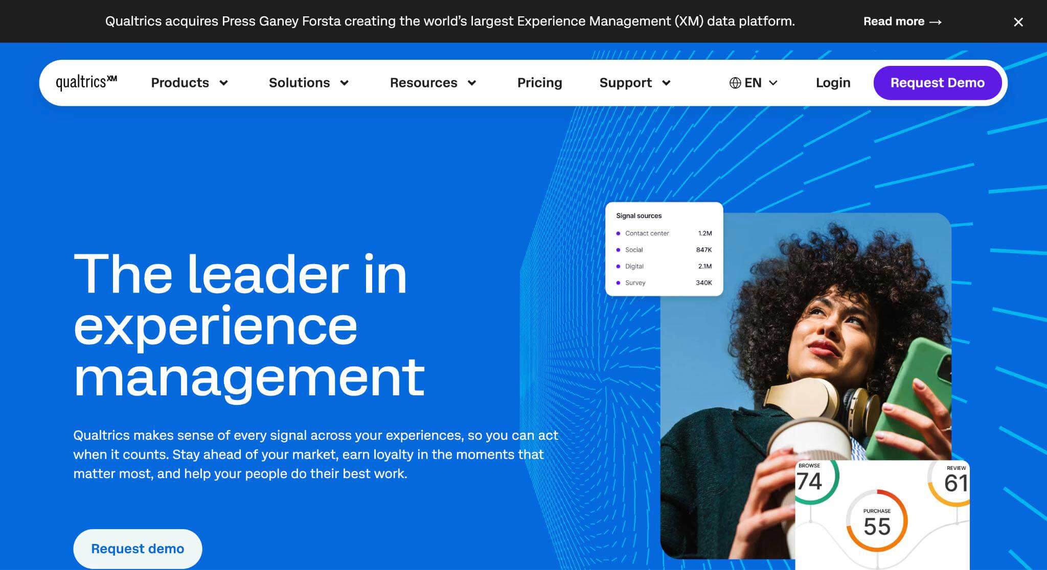 Qualtrics Websites Homepage Screenshot