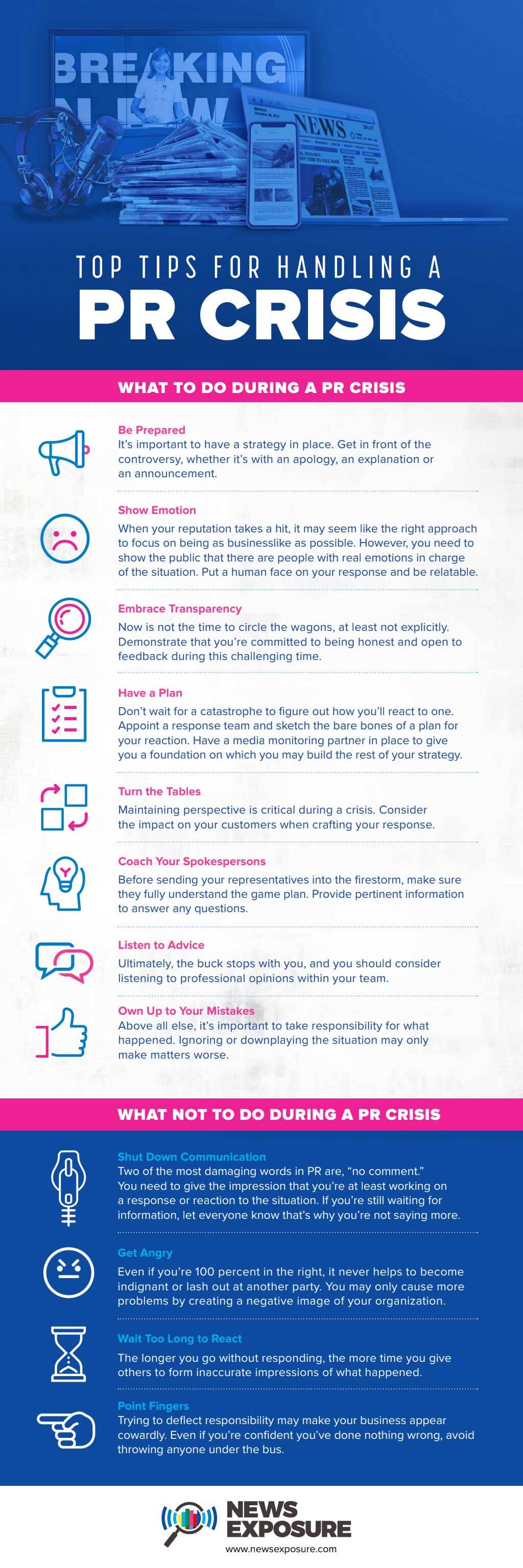 Top Tips For Handling A PR Crisis Infographic.