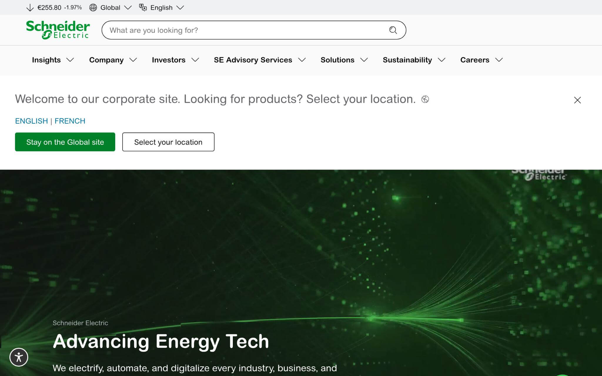 Schneider Electric Websites Homepage Screenshot