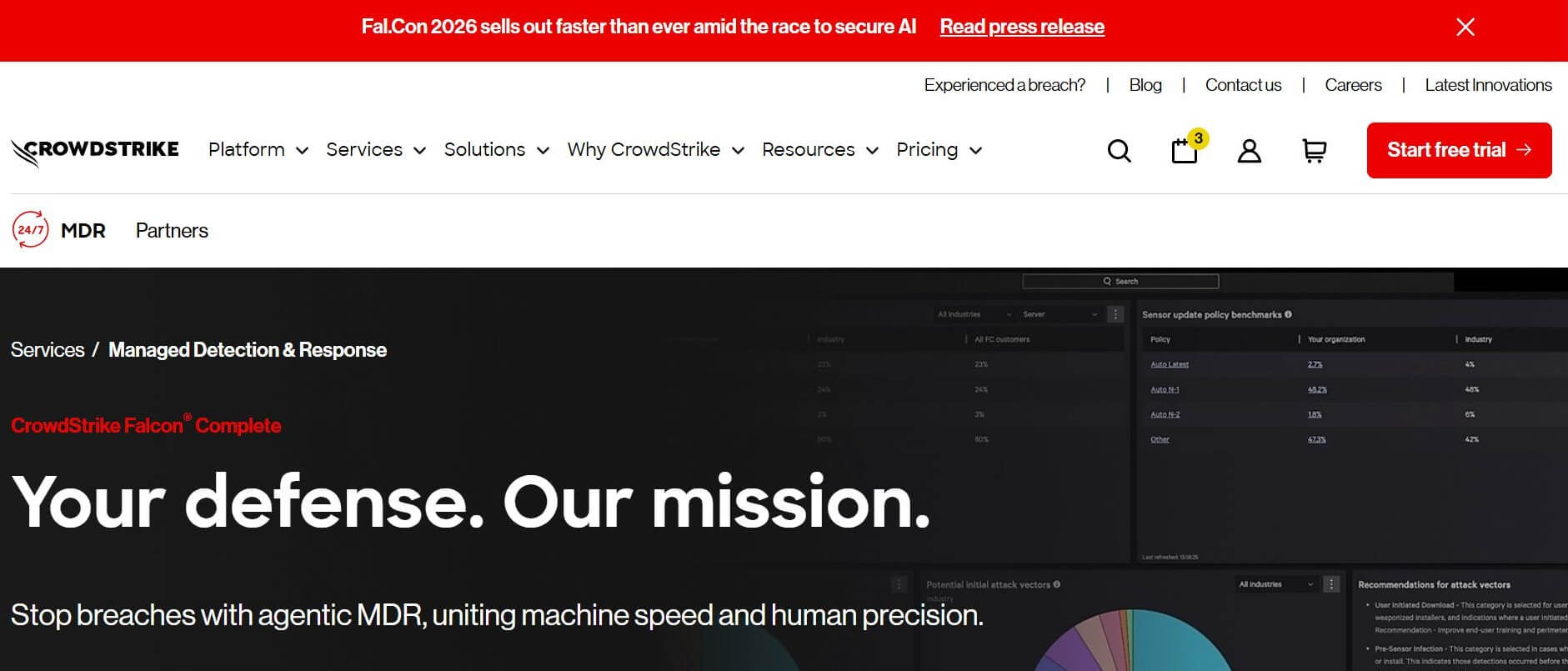 CrowdStrike Falcon Complete Websites Homepage Screenshot.