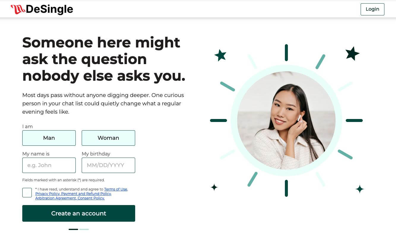 DeSingle Websites Homepage Screenshot.