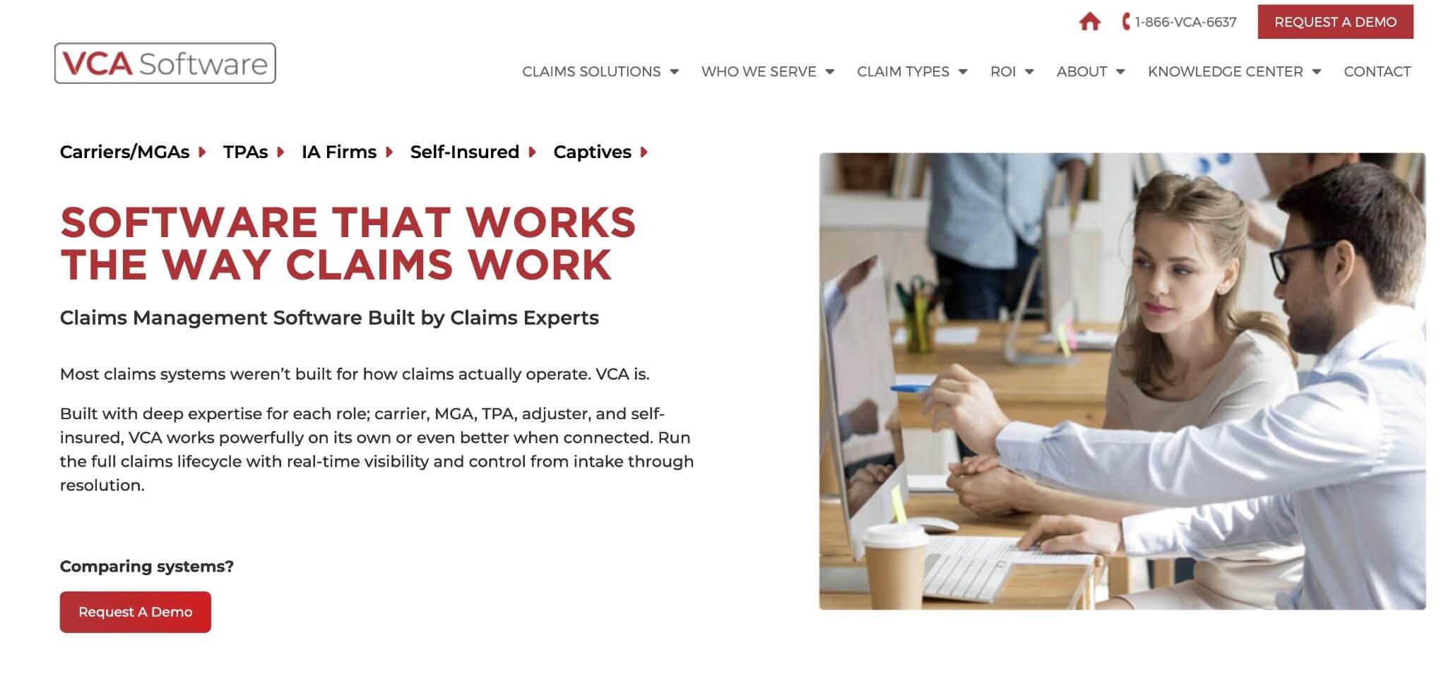 VCA Software Websites Homepage Screenshot.