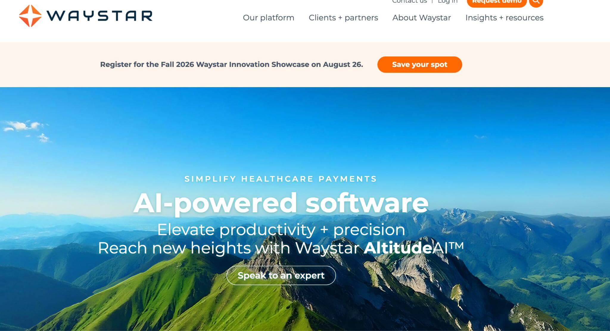 Waystar Websites Homepage Screenshot.