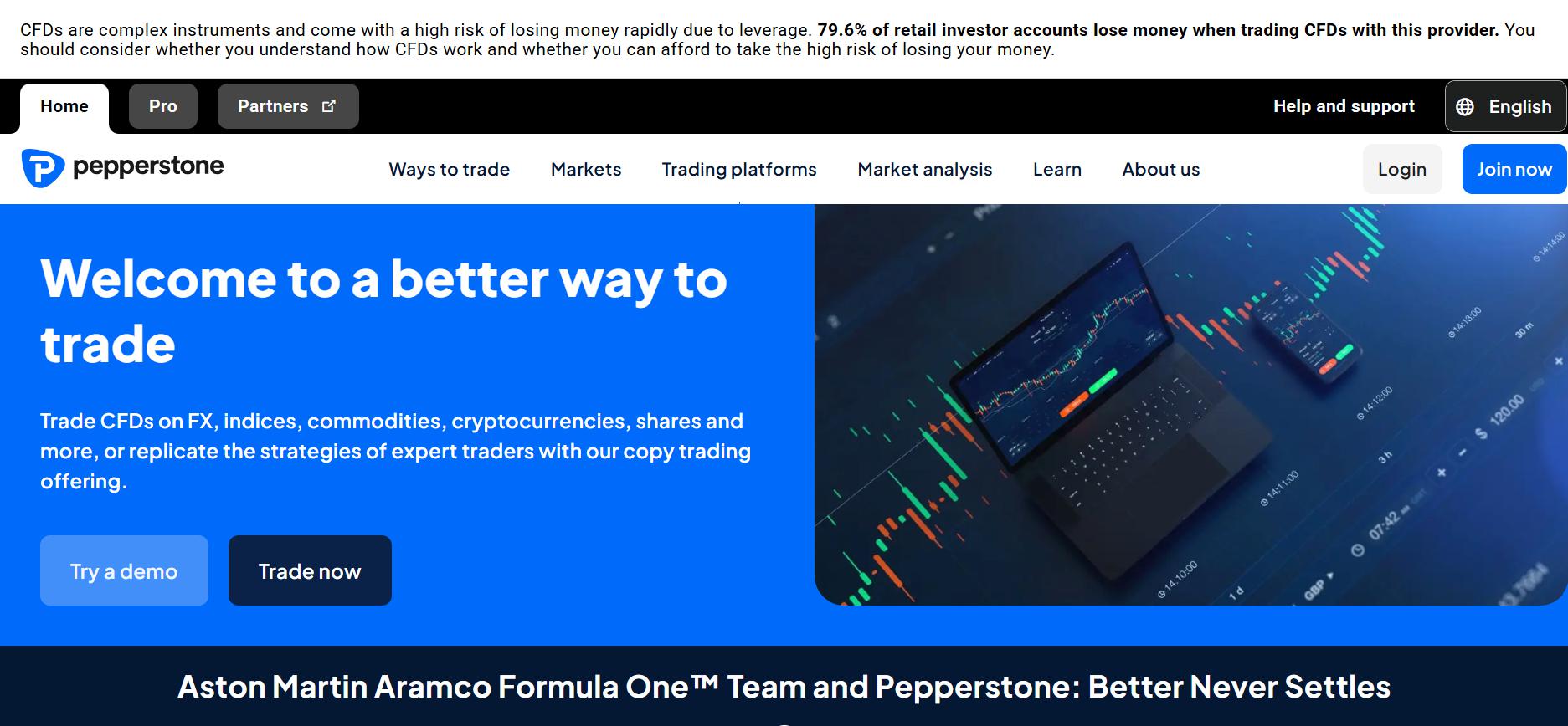 Pepperstone Websites Homepage Screenshot.