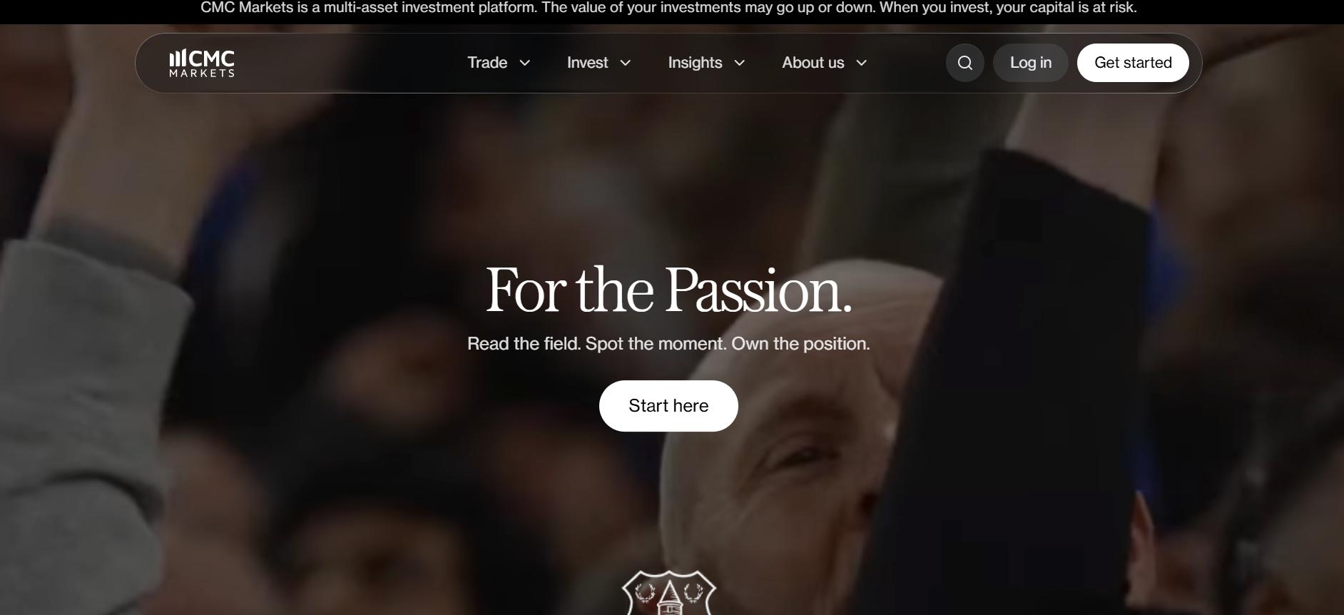 CMC Markets Websites Homepage Screenshot.