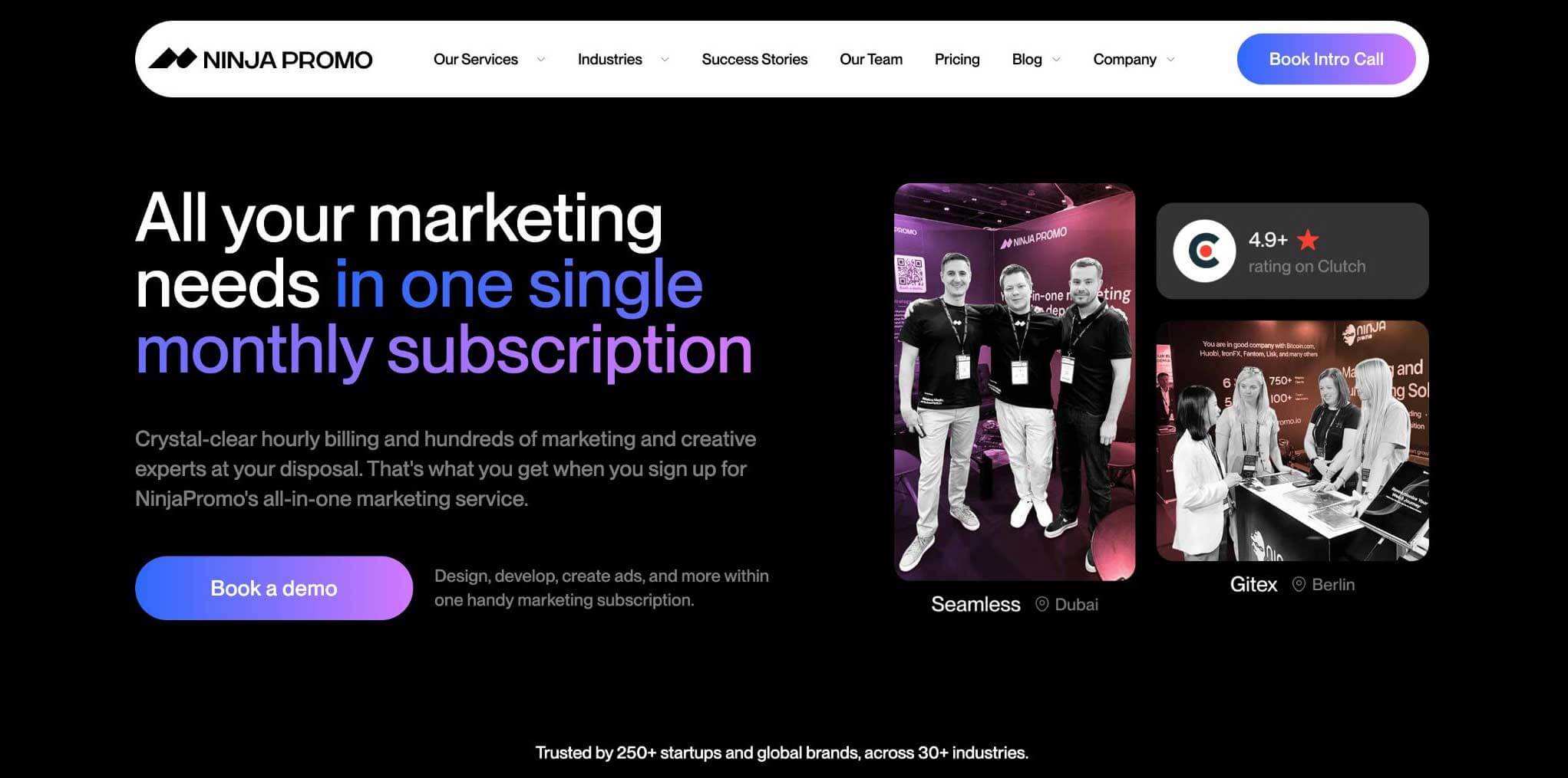 Ninja Promo Websites Homepage.