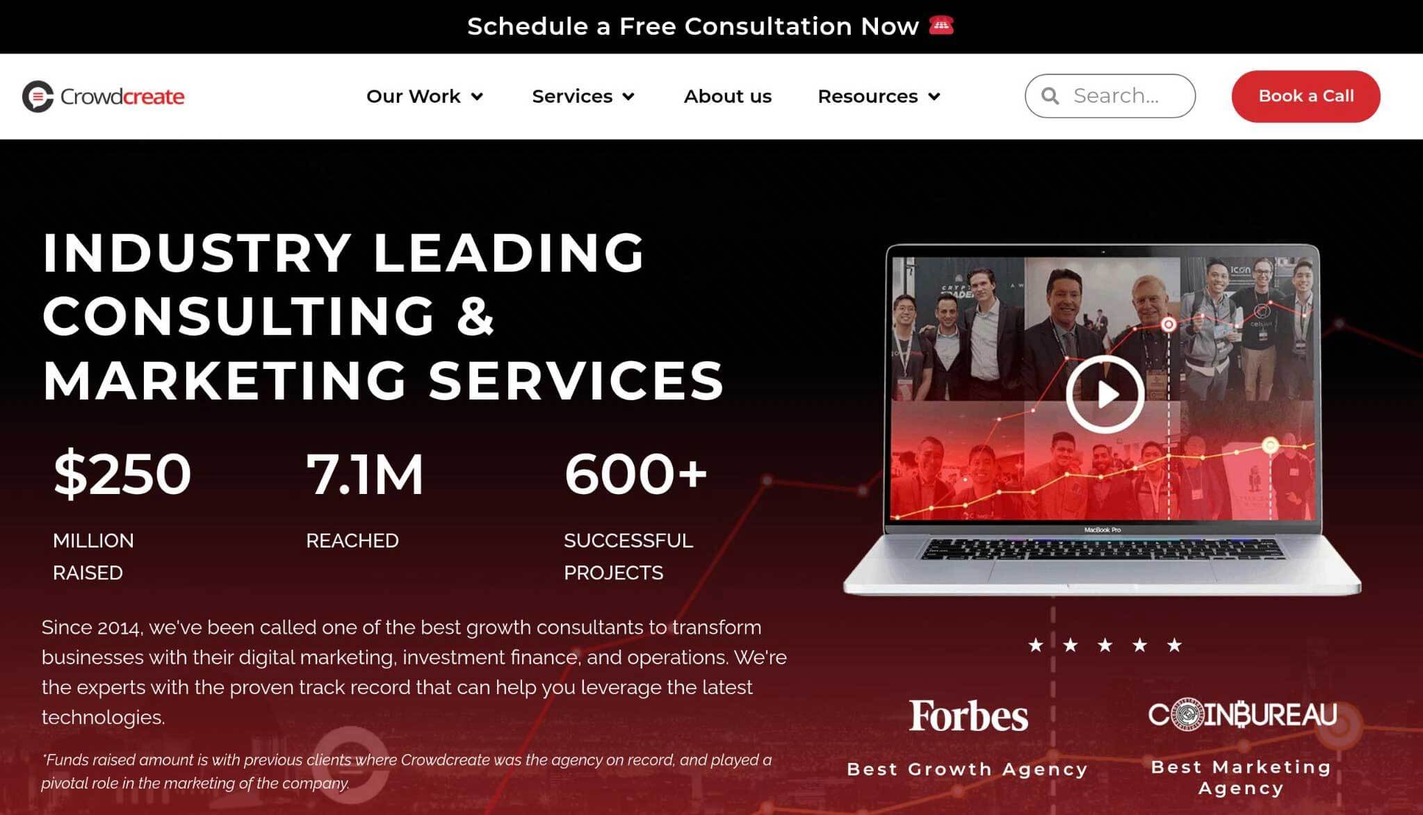 Crowdcreate Websites Homepage.