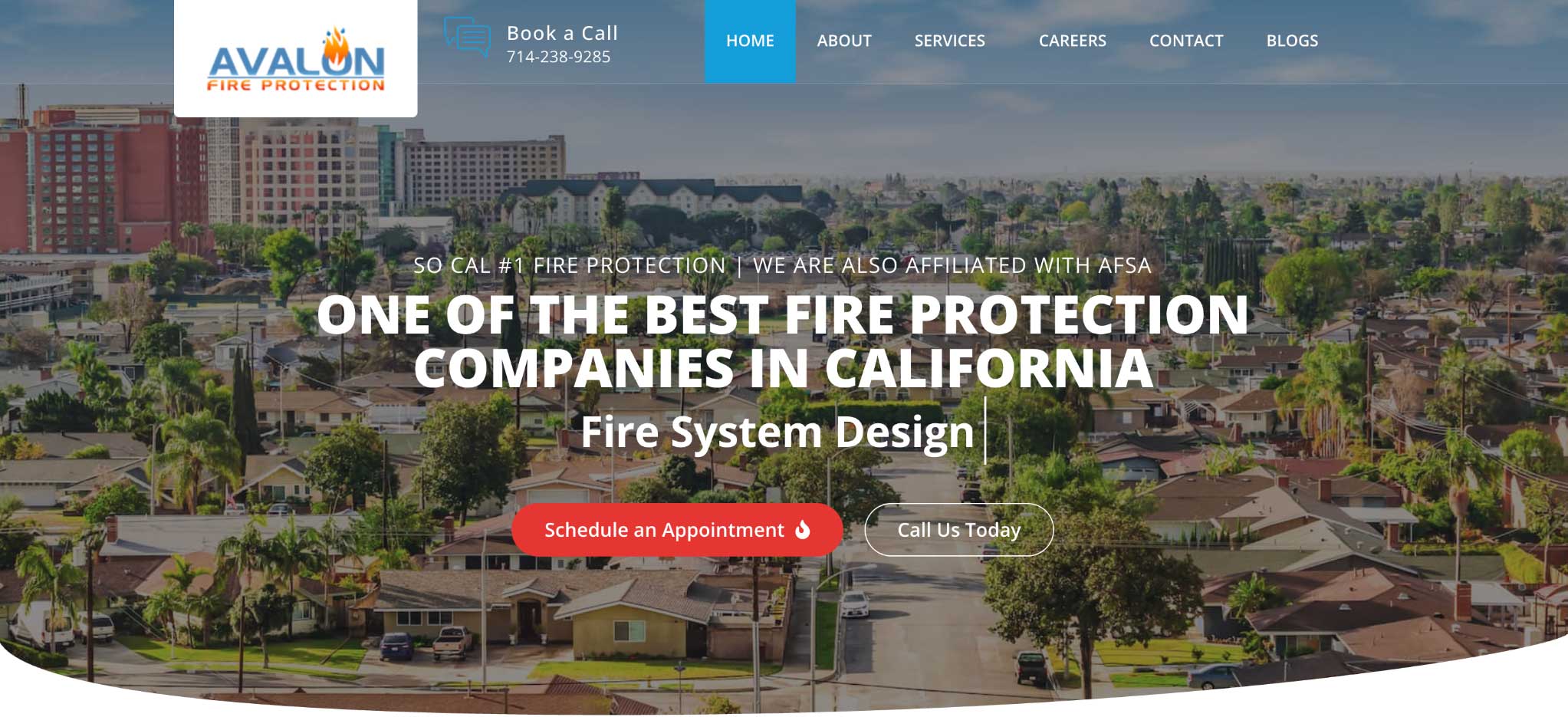 Avalon Fire Protection Websites Homepage.