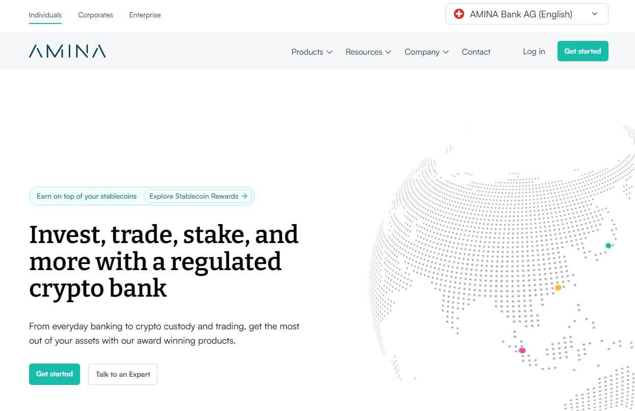 AMINA Bank Websites Homepage.