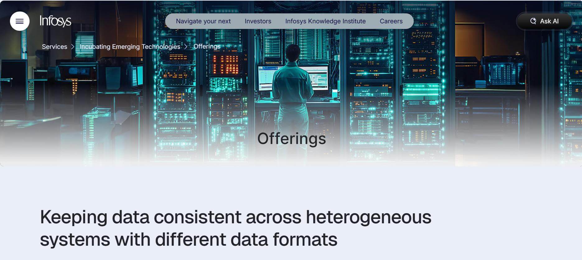 Infosys Websites Homepage.