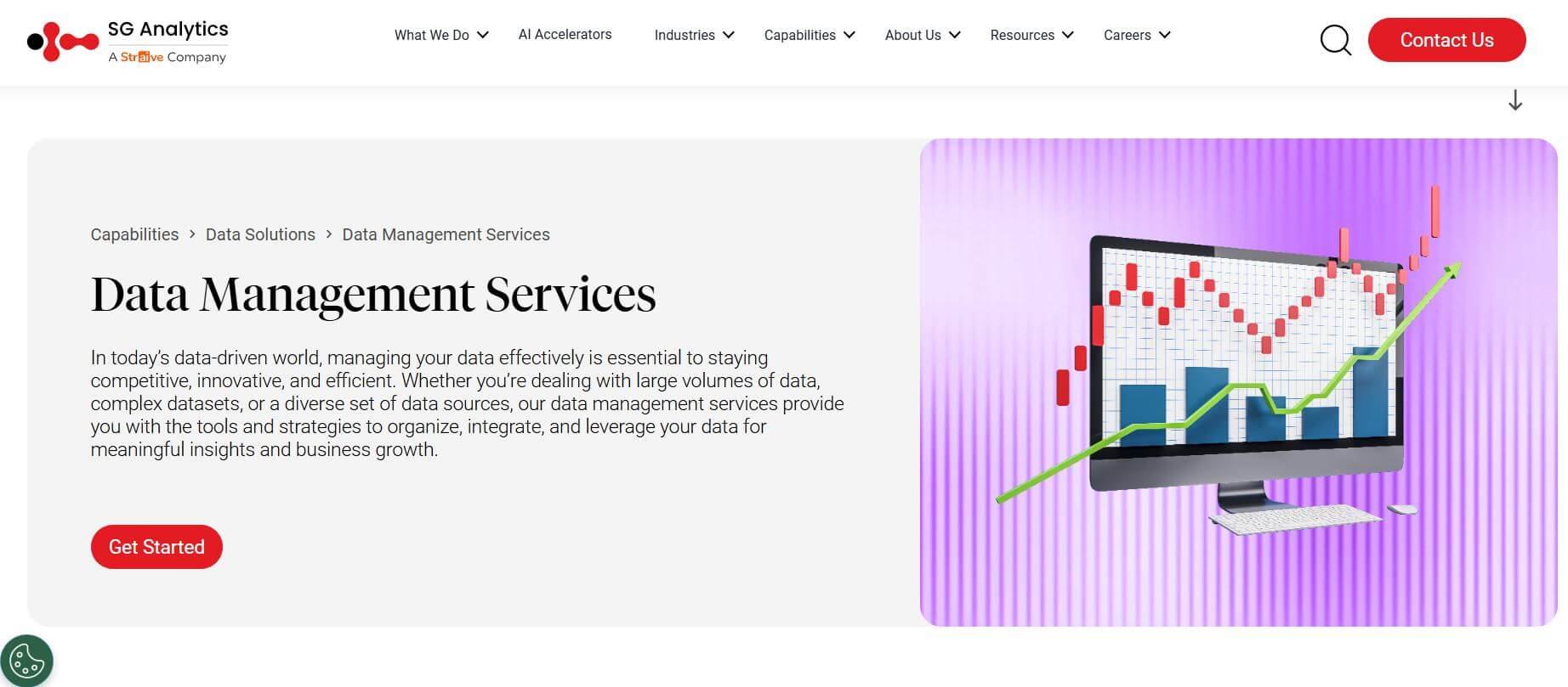 SG Analytics Websites Homepage.