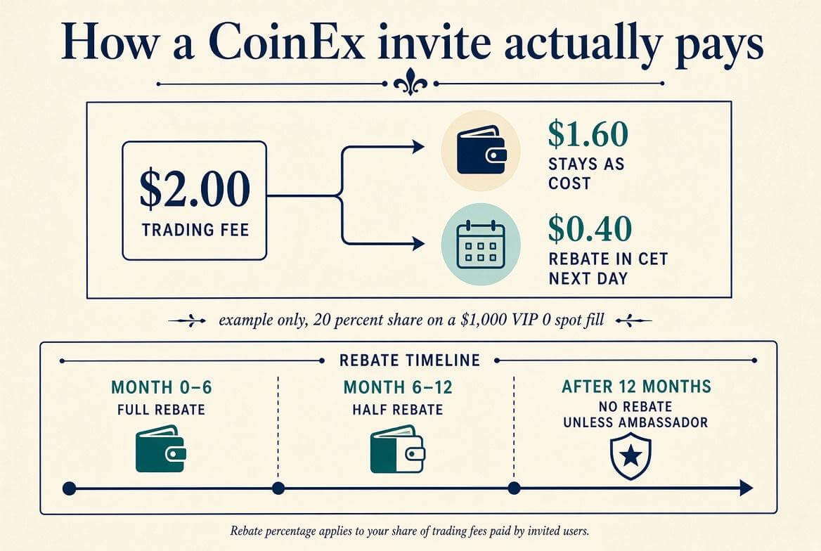 How a CoinEx invite actually pays infographic.